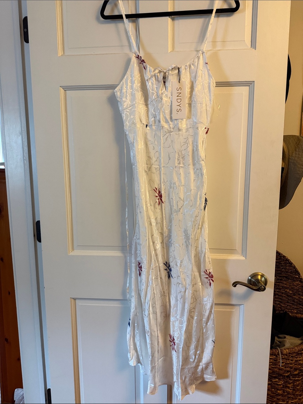 SNDYS White Floral Slip Midi Dress